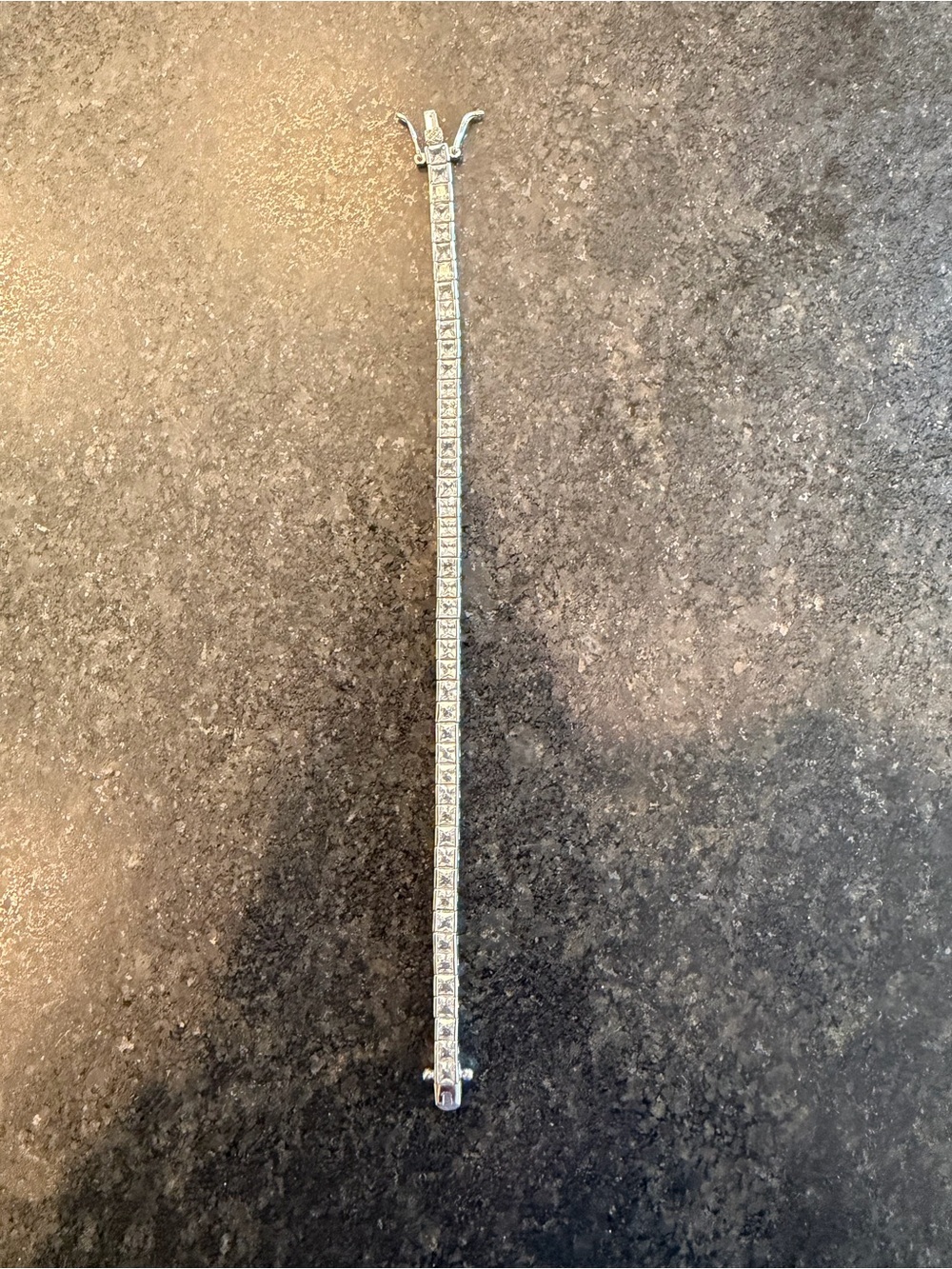 Dorsey Princess Cut Rivière White Sapphire Sterling Silver Bracelet 6.5”